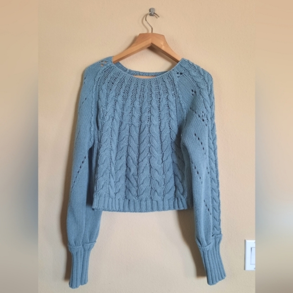 Free People Pullover Sweater Wool Blend Summer Blue
